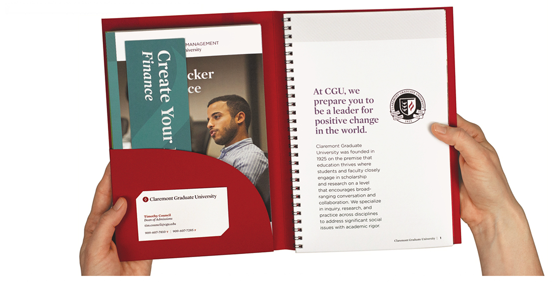 Claremont Graduate University print collateral — publication design and layout